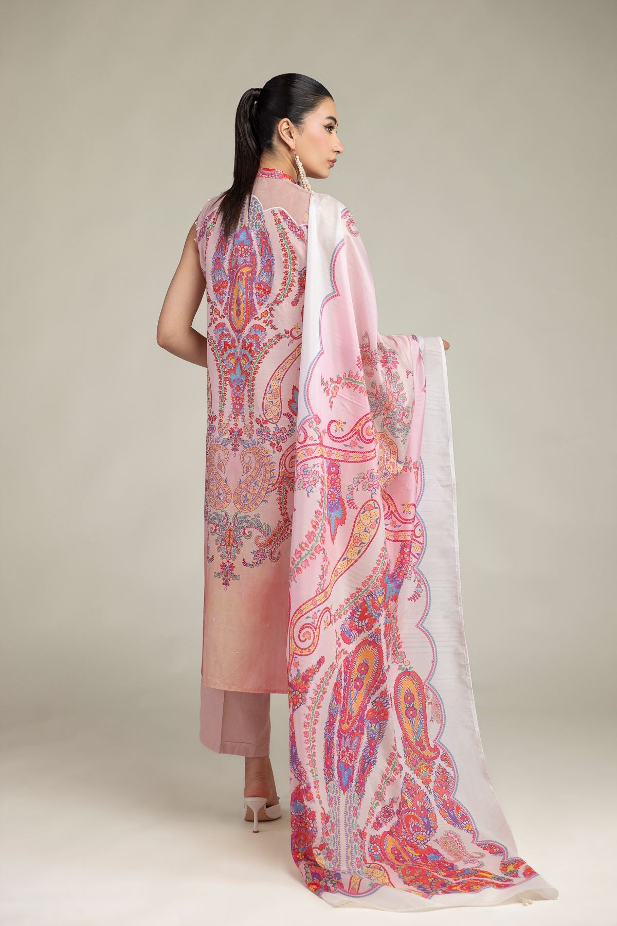 Pink Floral Dupatta