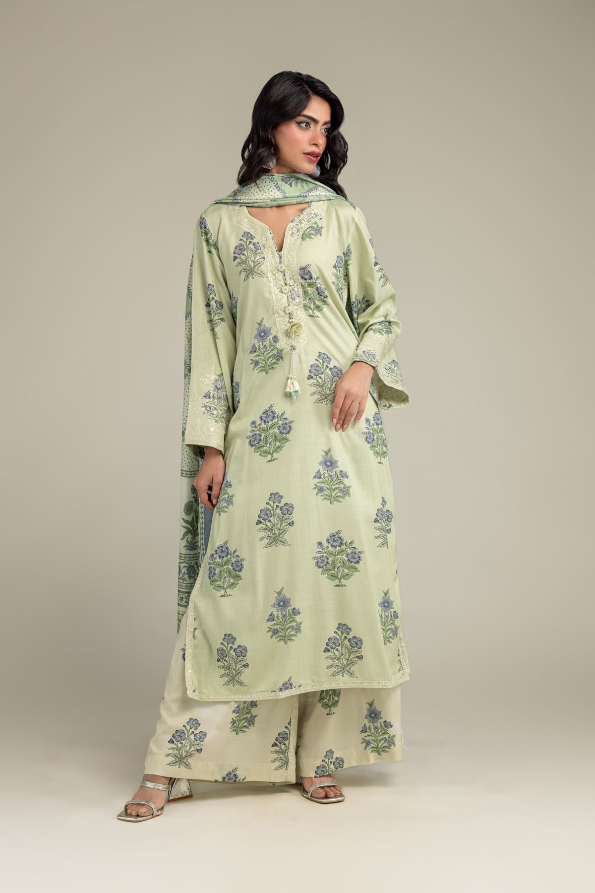 Floral Green Pants