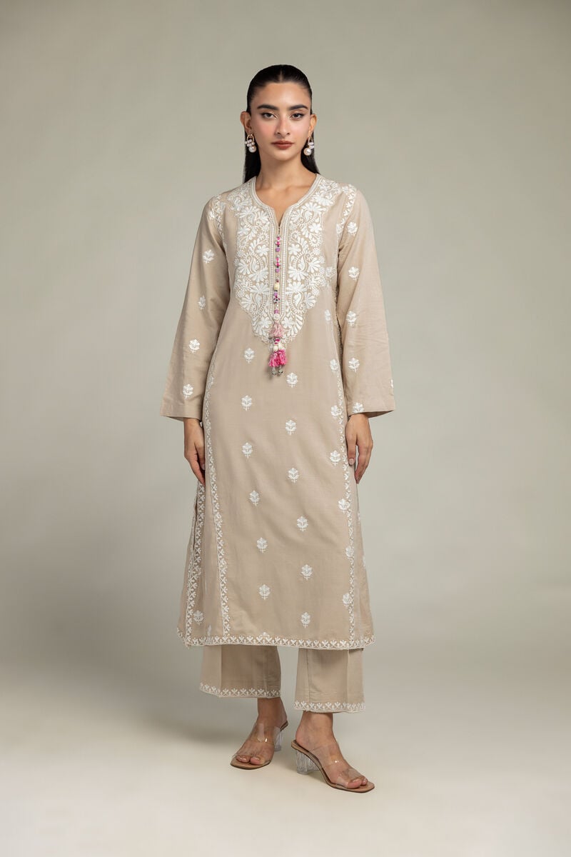 Beige Silk Pants