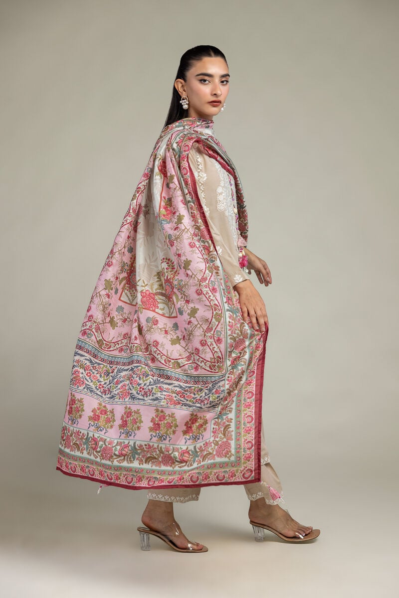 Pink Floral Dupatta