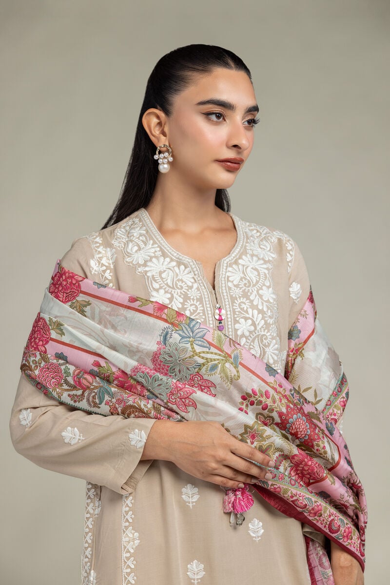 Pink Floral Dupatta