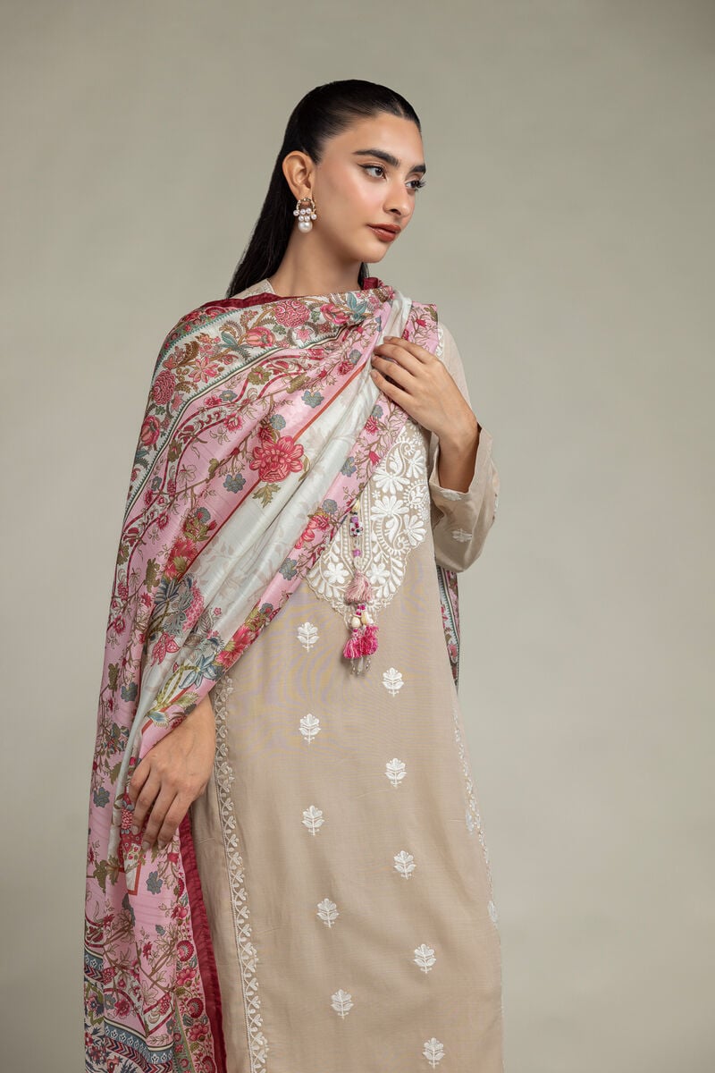 Pink Floral Dupatta