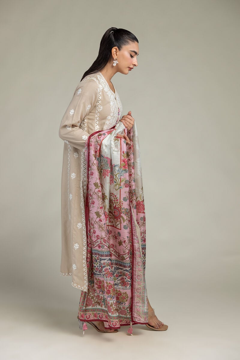 Pink Floral Dupatta