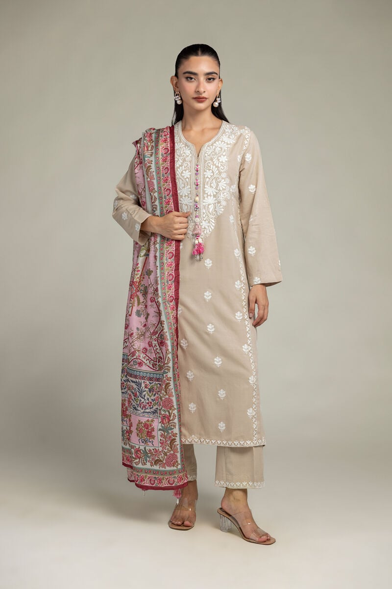 Pink Floral Dupatta