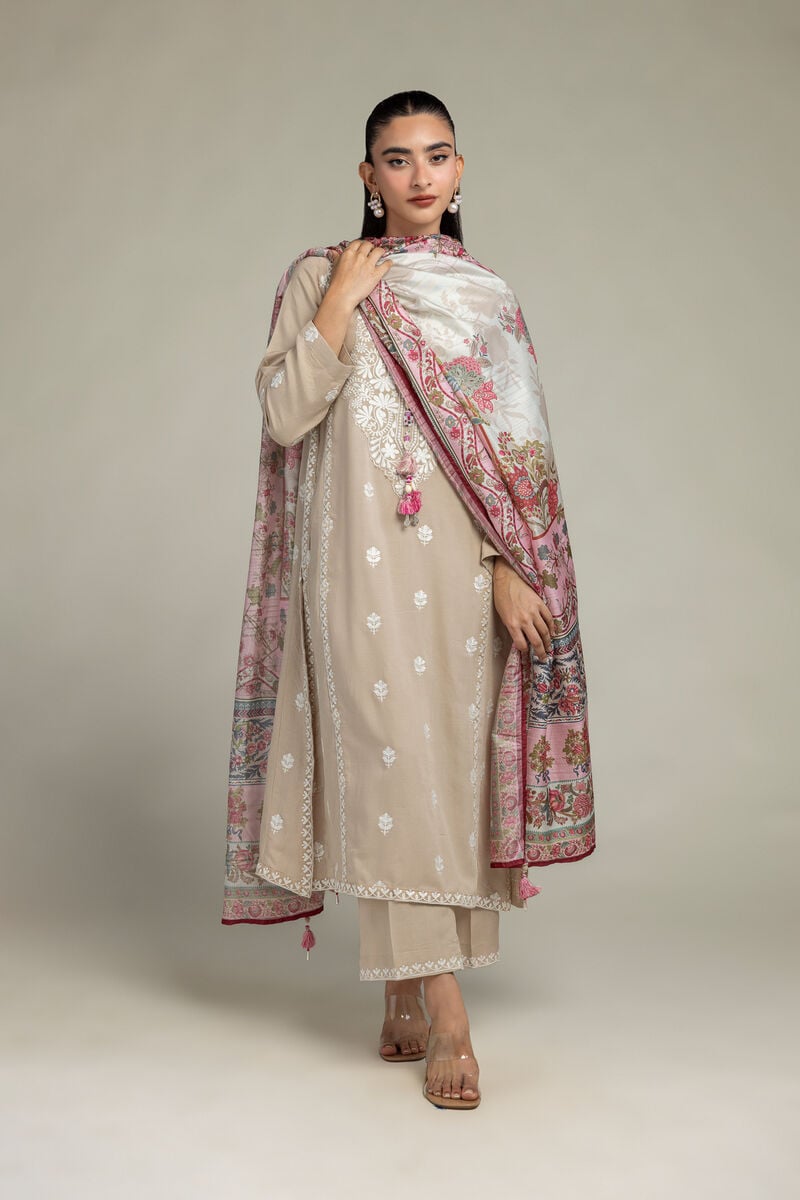 Pink Floral Dupatta