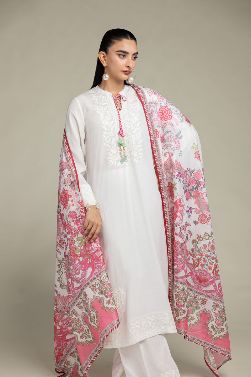 Floral Silk Dupatta