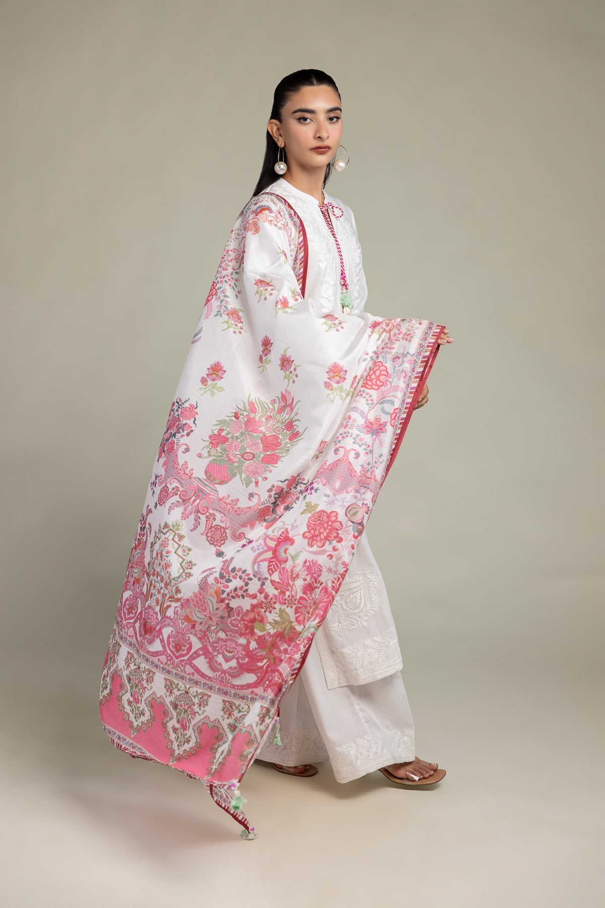 Floral Silk Dupatta