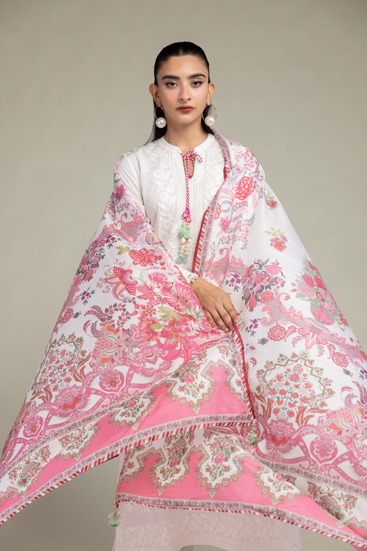 Floral Silk Dupatta