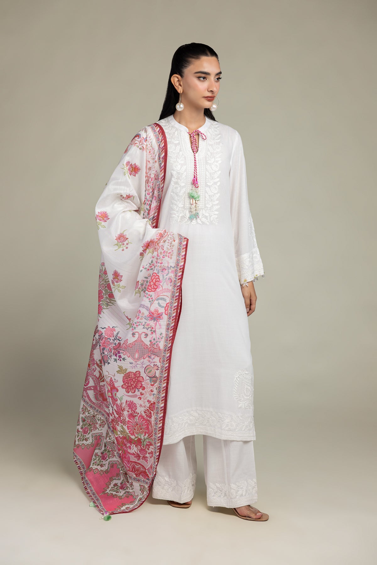 Floral Silk Dupatta