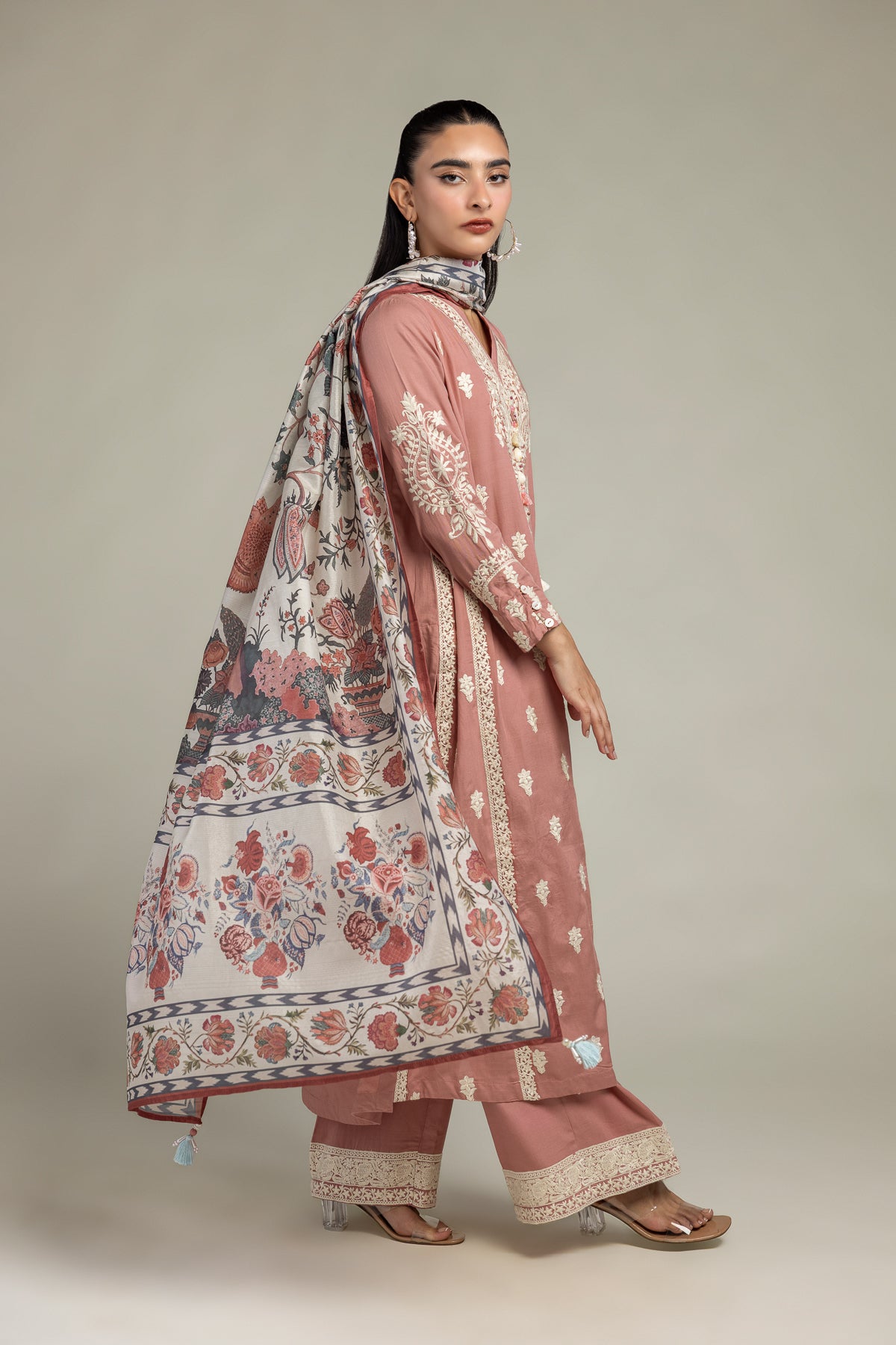 Floral Silk Dupatta