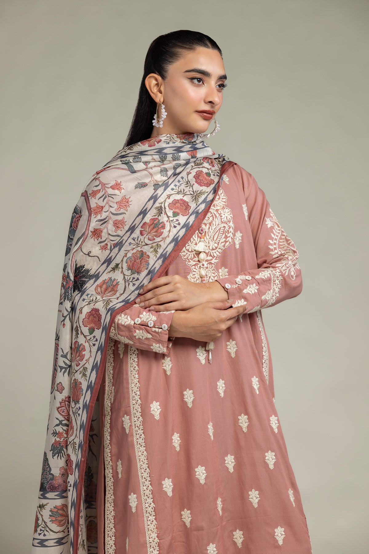 Floral Silk Dupatta
