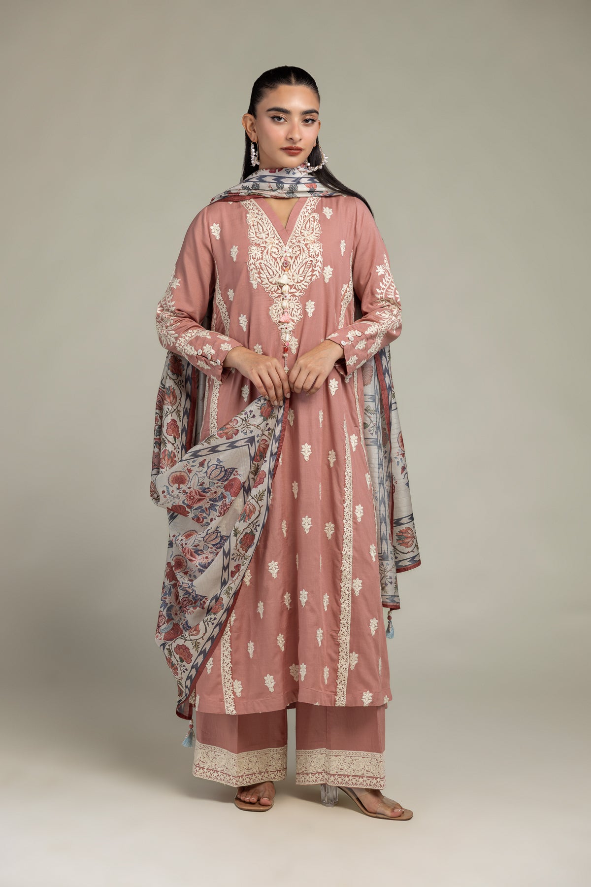 Floral Silk Dupatta