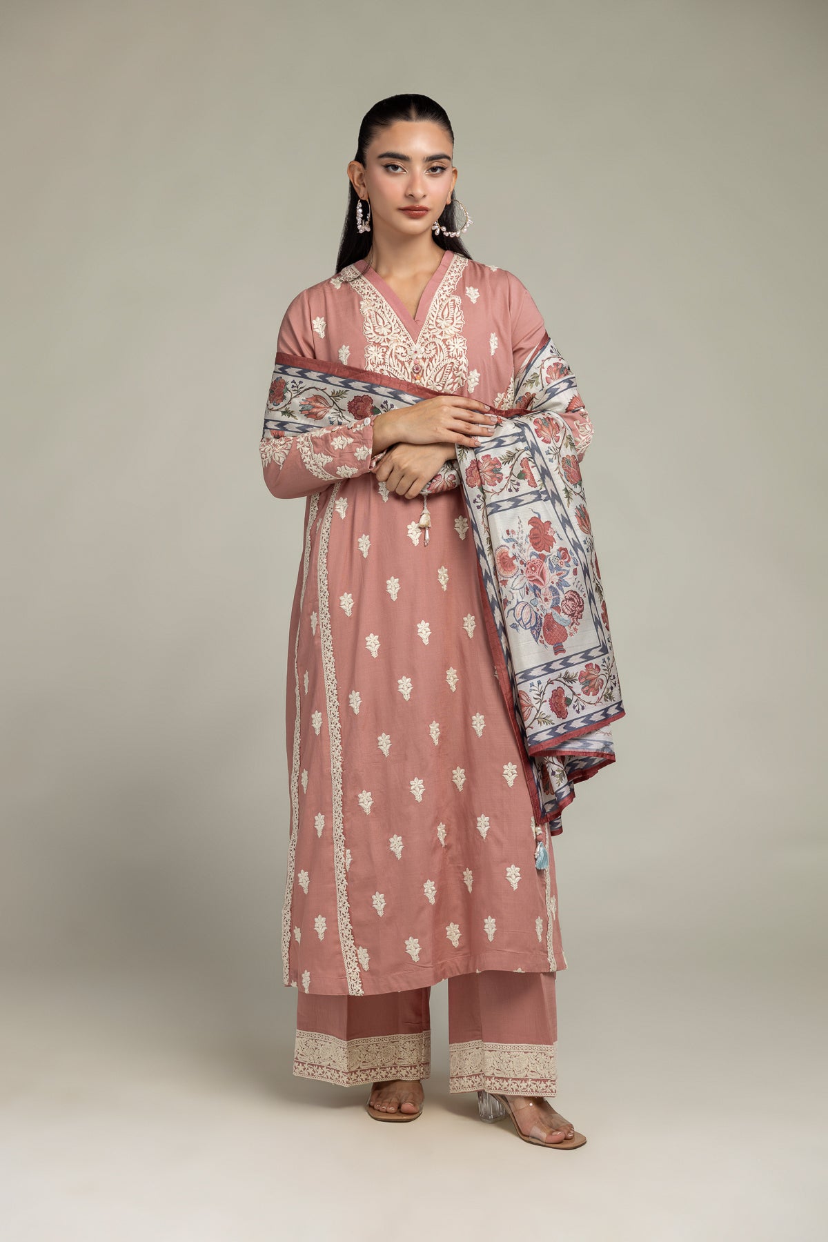 Floral Silk Dupatta