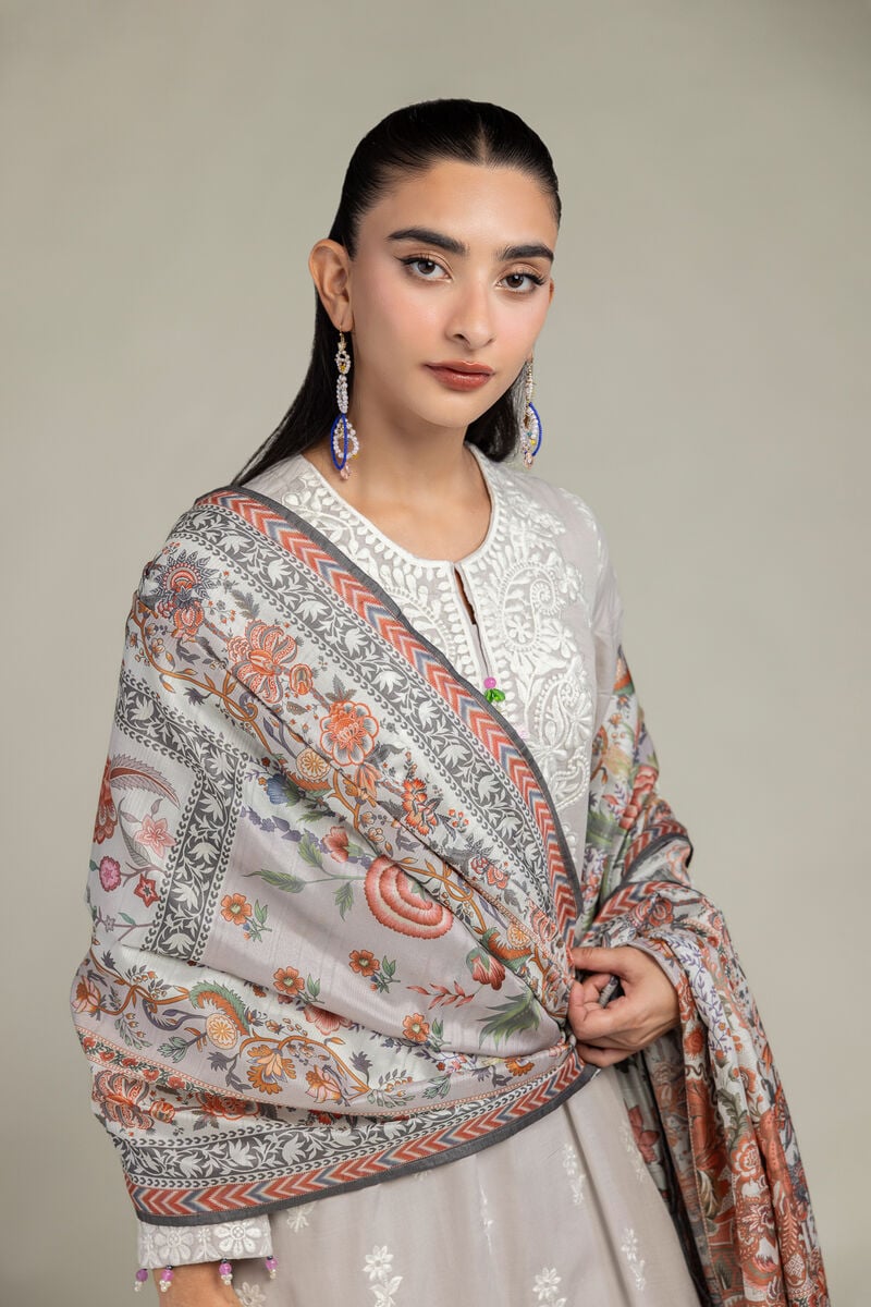 Floral Silk Dupatta