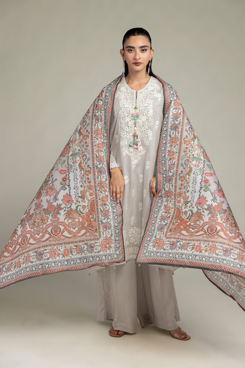 Floral Silk Dupatta