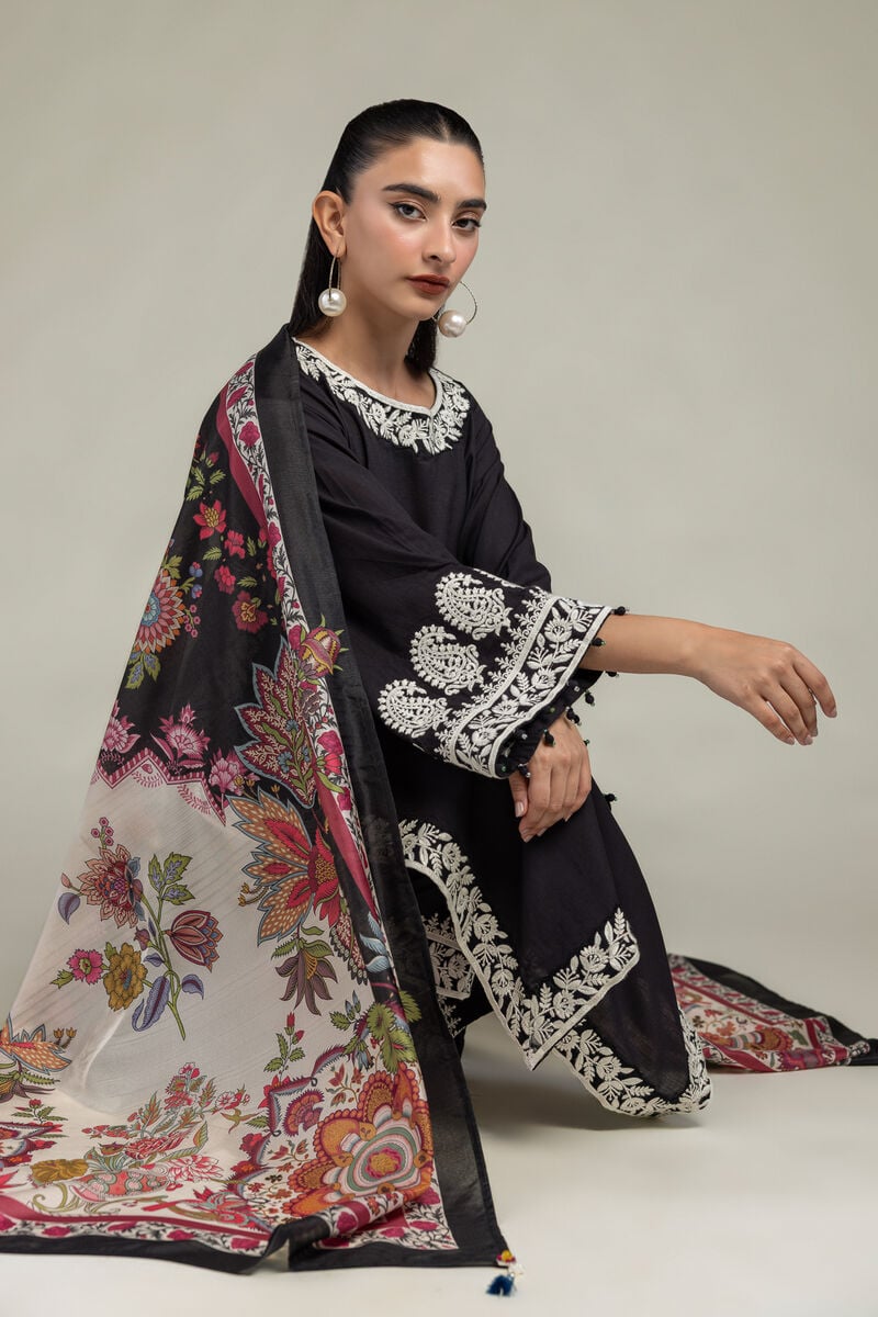 Black Silk Dupatta