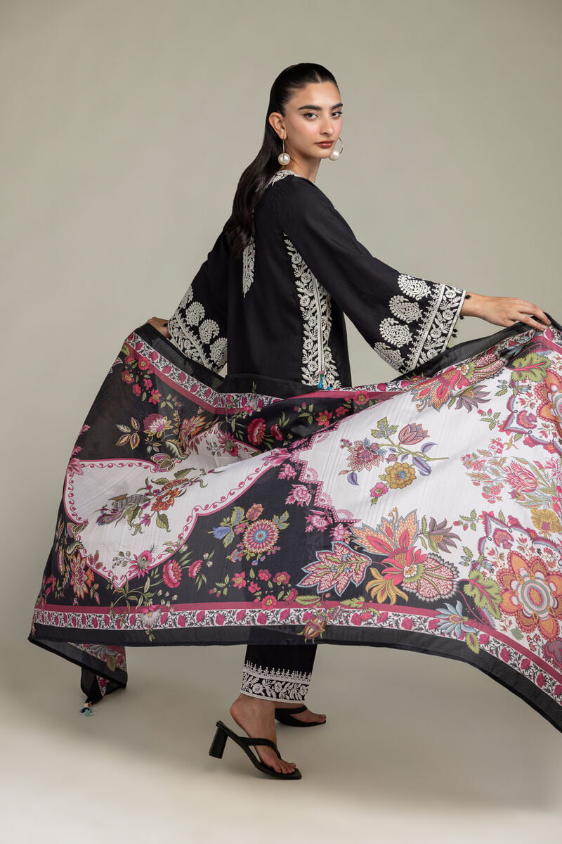 Black Silk Dupatta