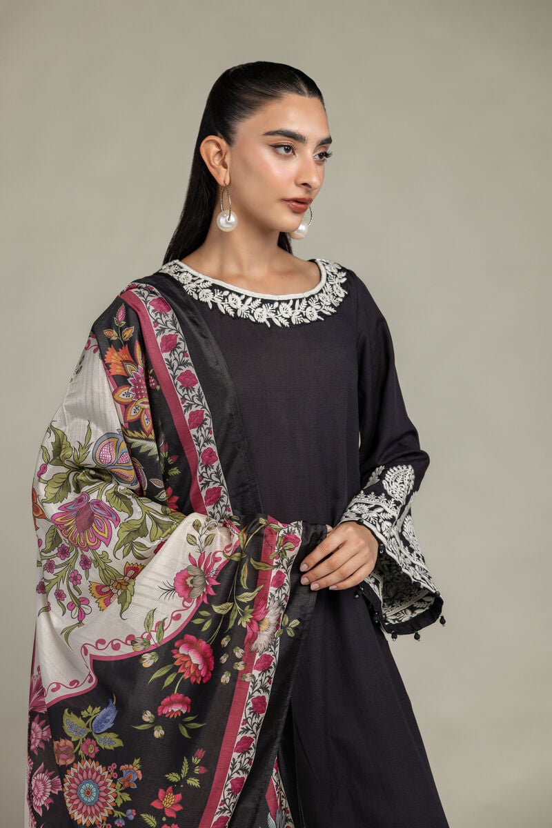 Black Silk Dupatta