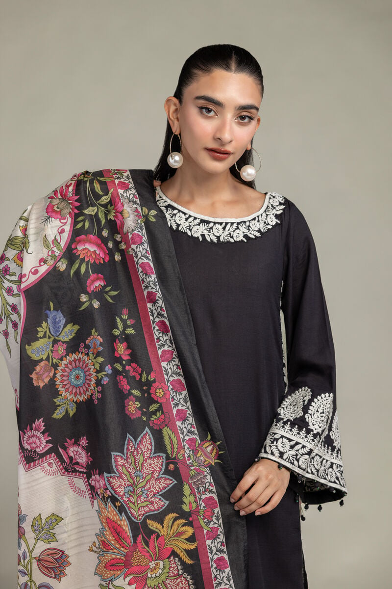Black Silk Dupatta