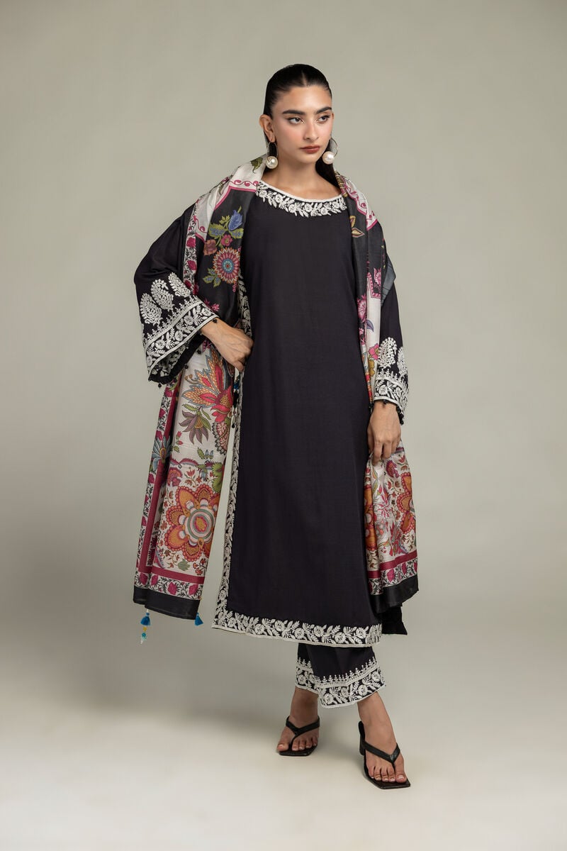 Black Silk Dupatta