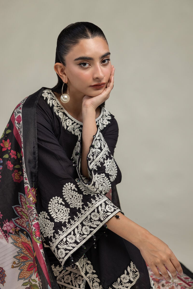 Black Silk Dupatta