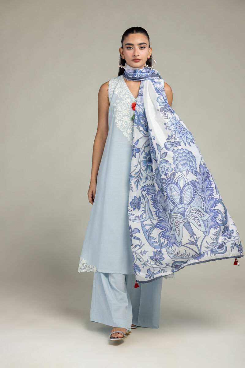 Floral Silk Dupatta