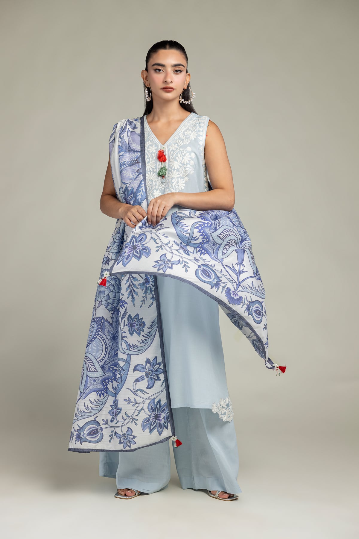 Floral Silk Dupatta