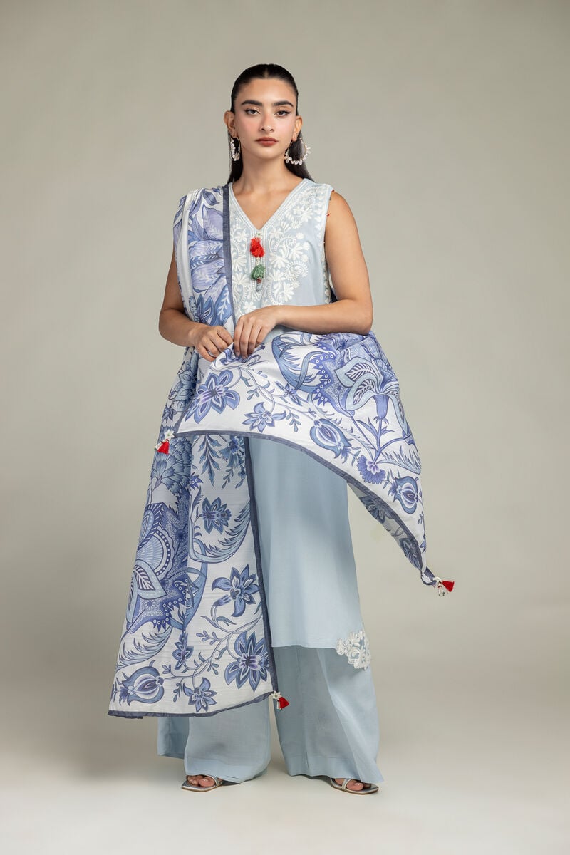 Floral Silk Dupatta