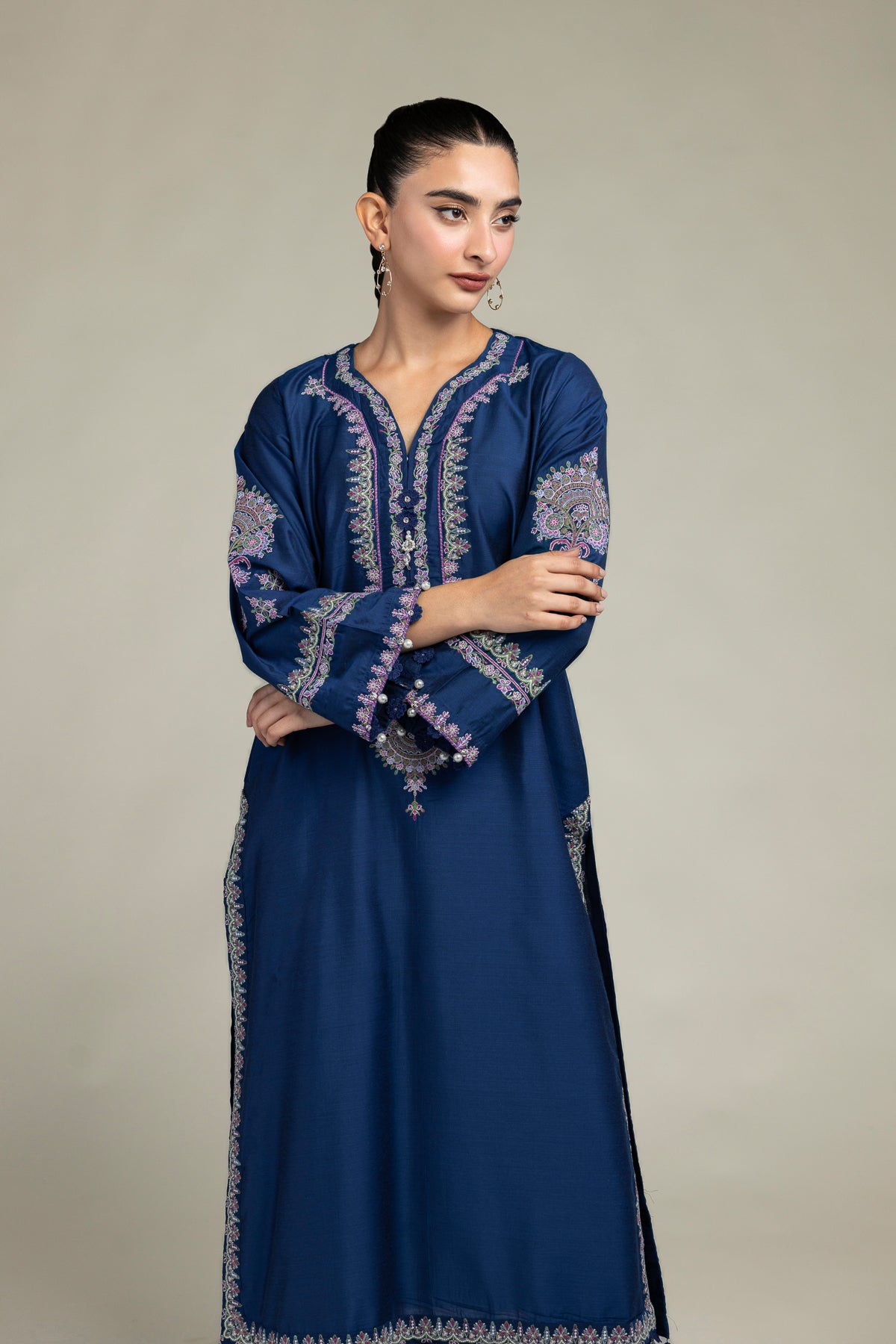 Navy Longline Kurta