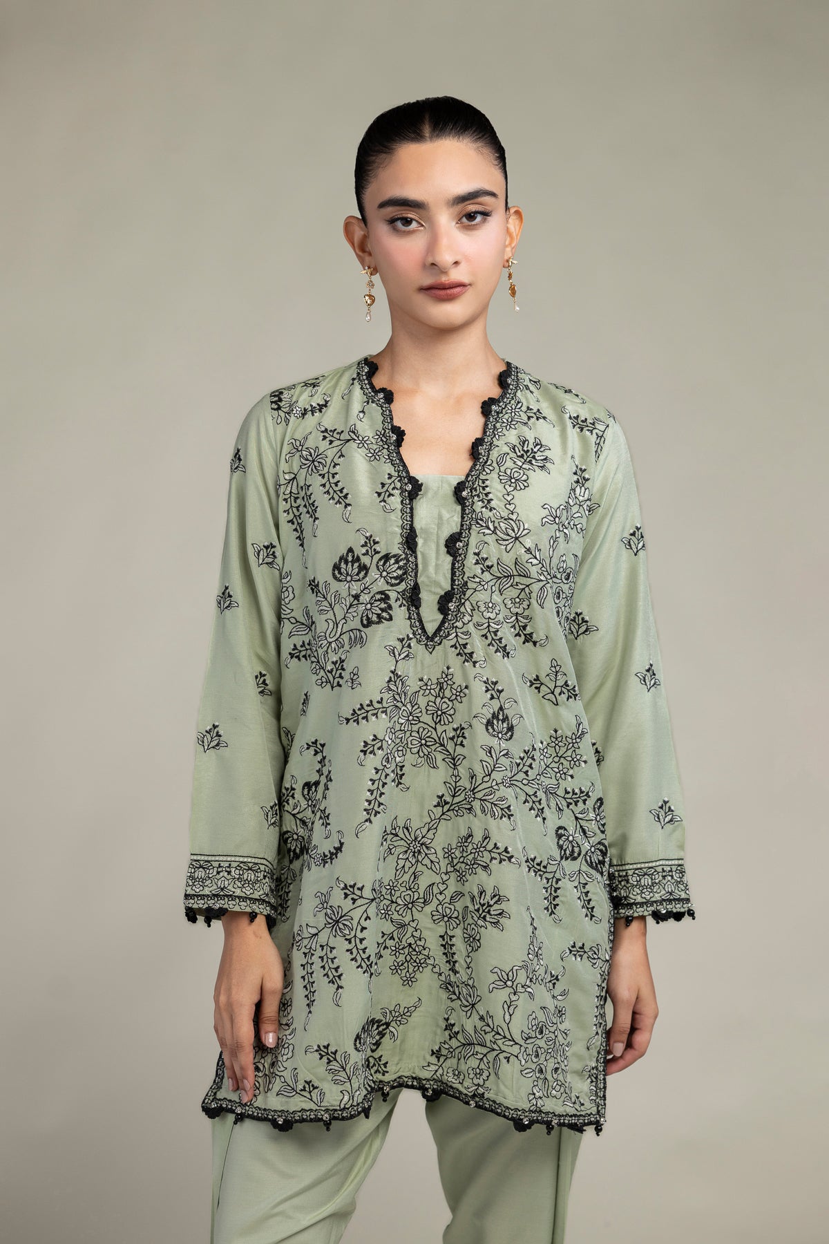 Floral Silk Kurta