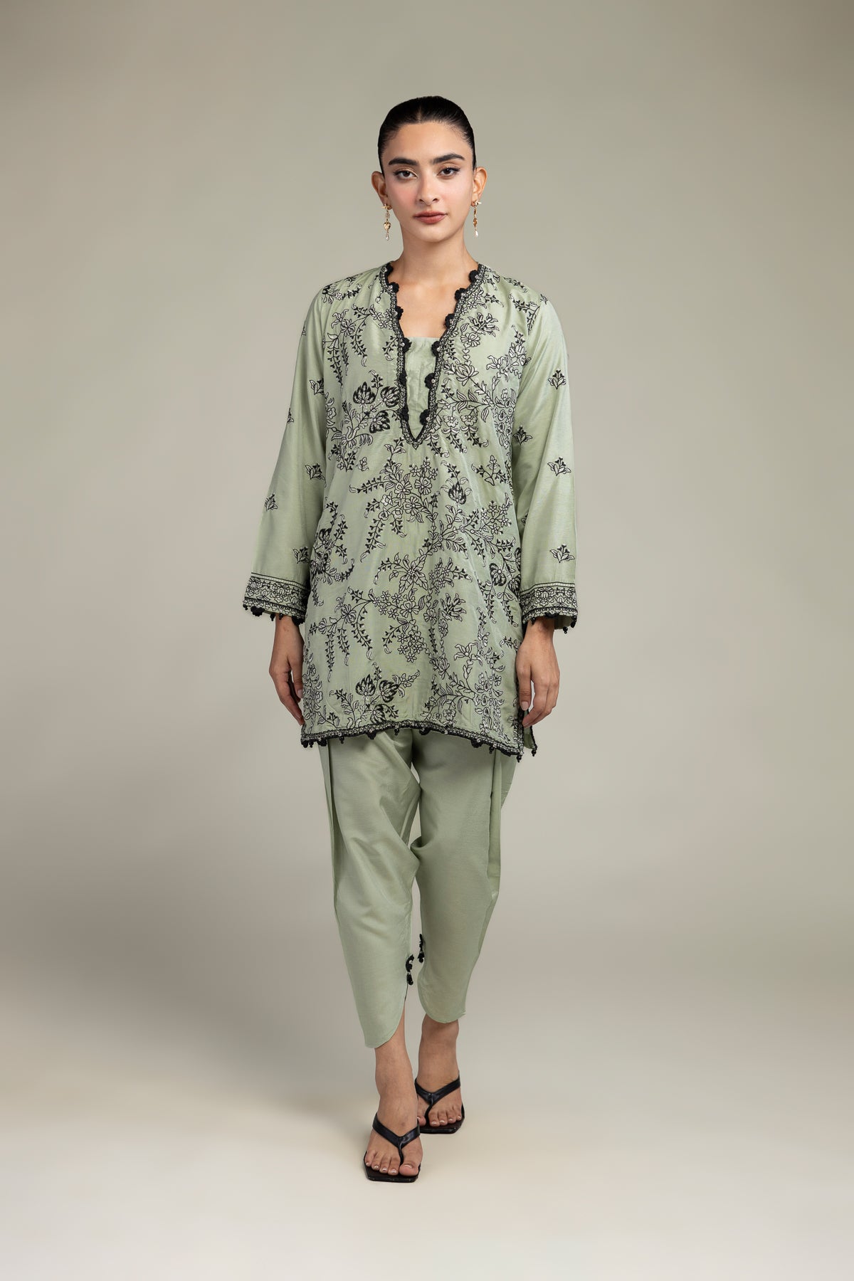 Floral Silk Kurta