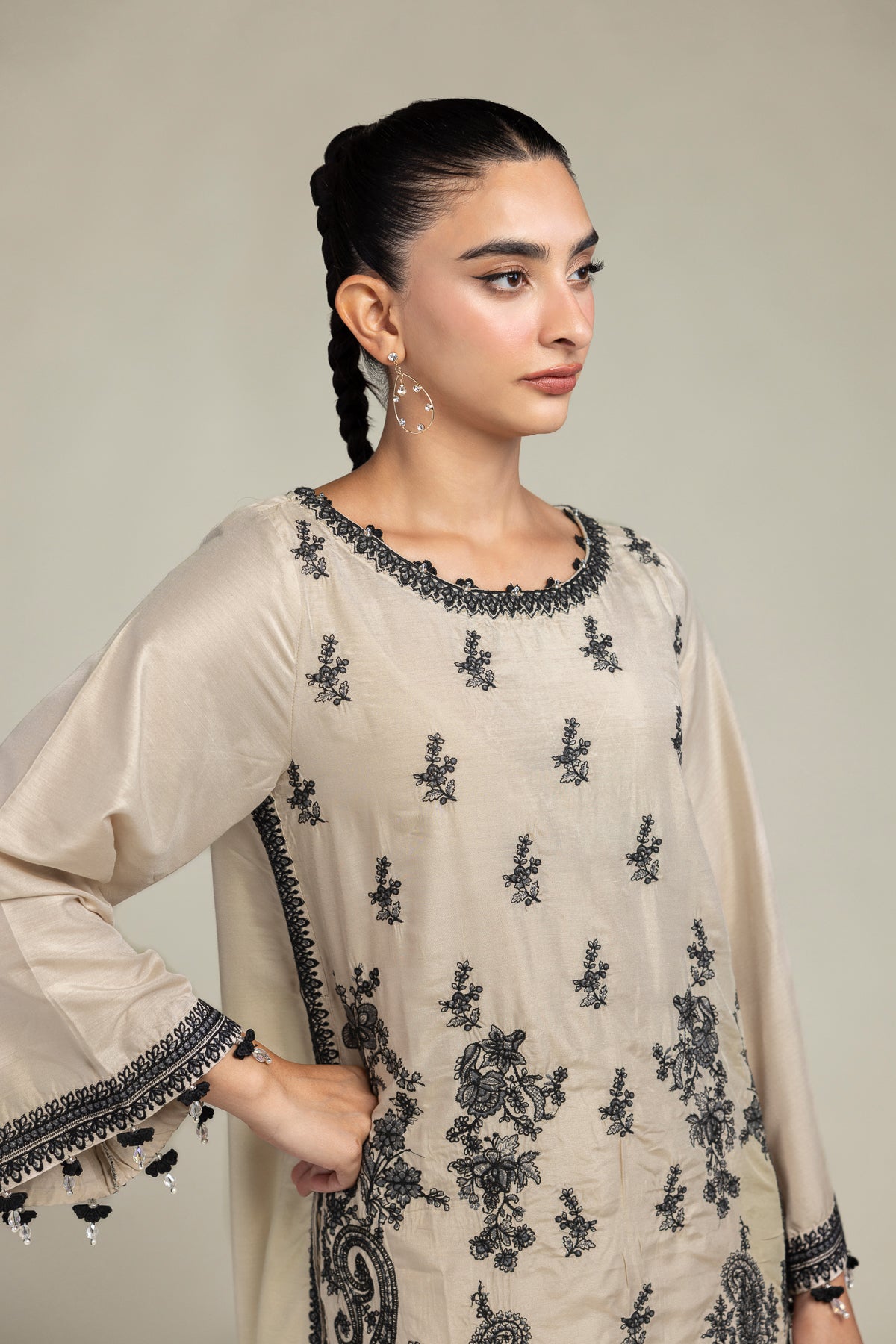 Floral Beige Kurta