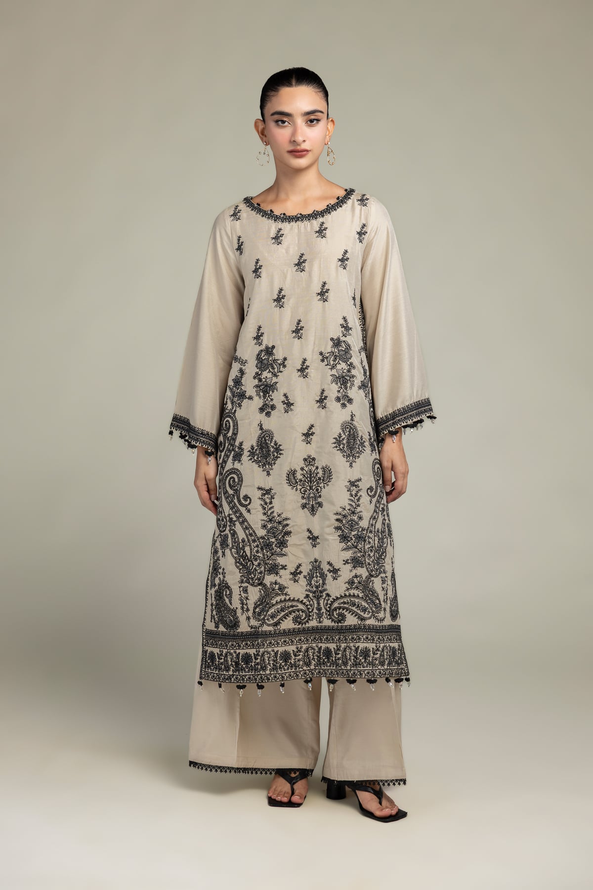 Floral Beige Kurta