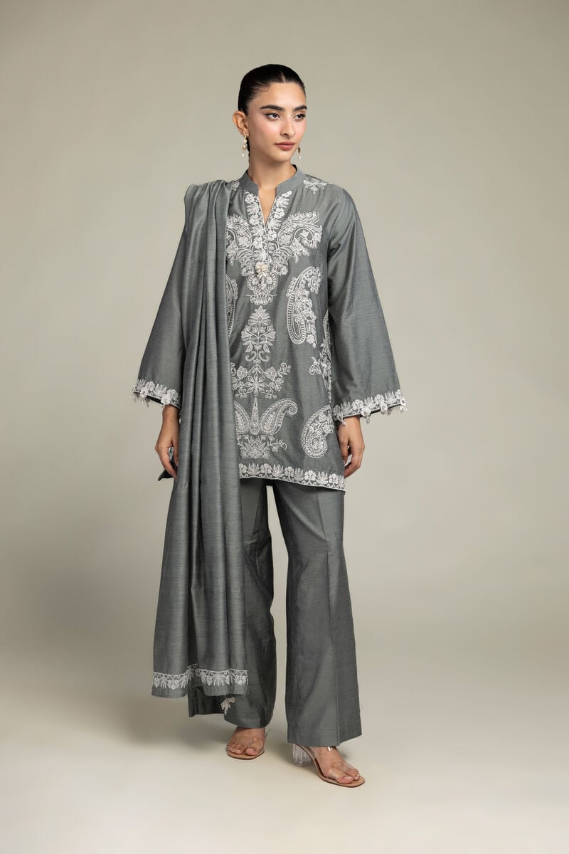 Gray Silk Kurta