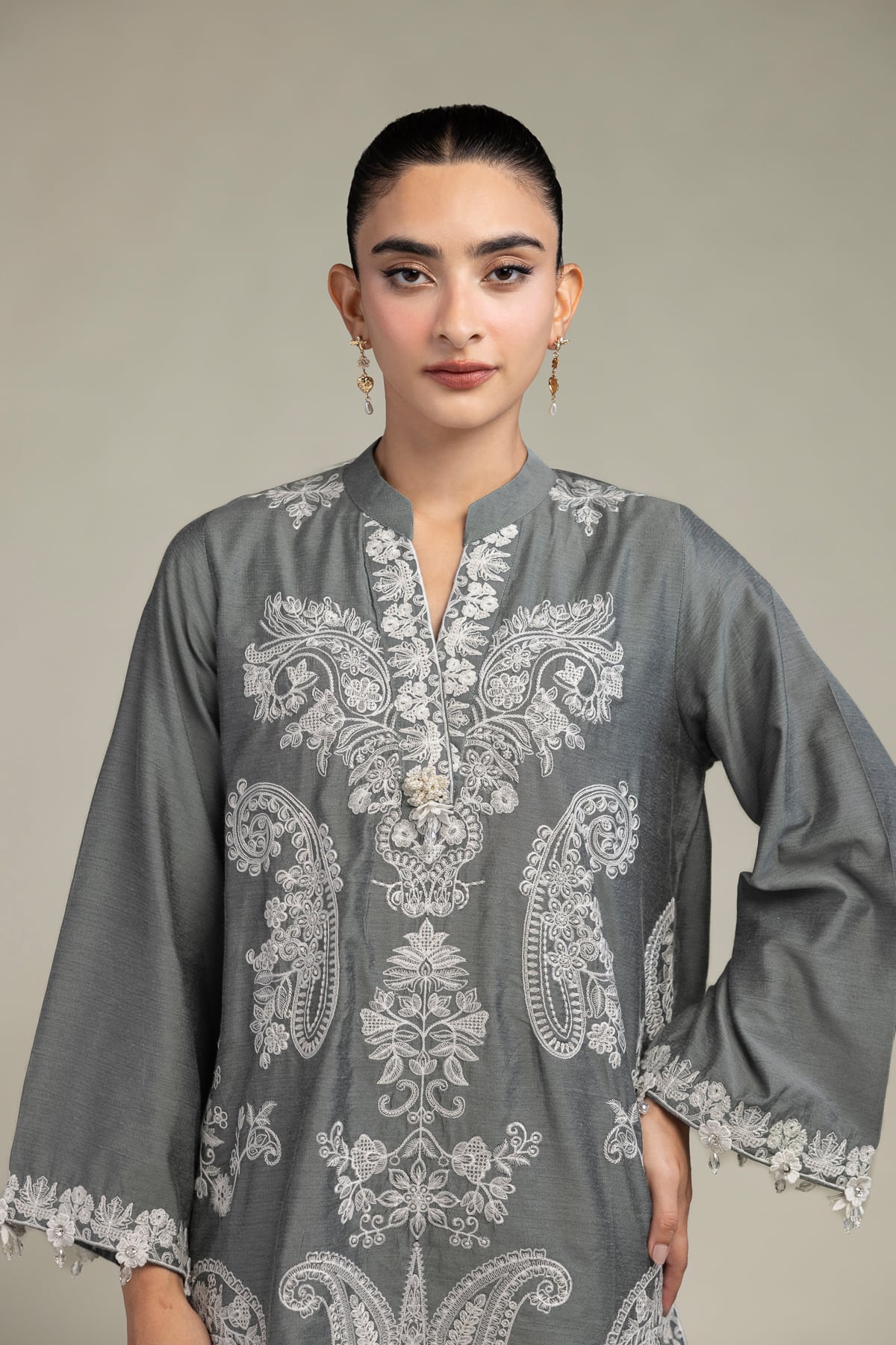 Gray Silk Kurta