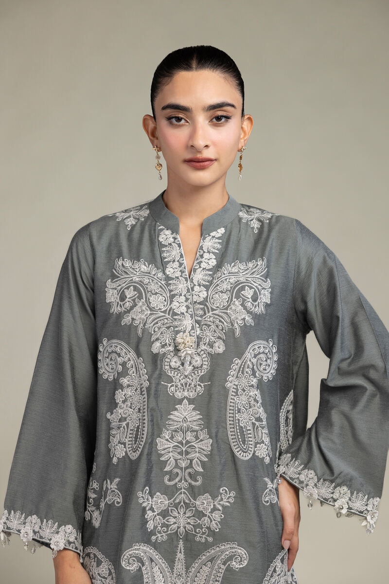 Gray Silk Kurta
