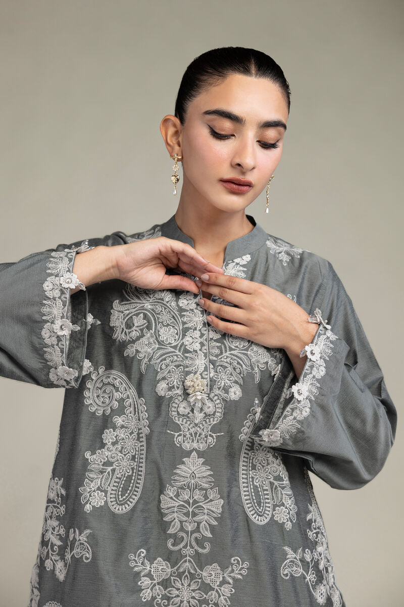 Gray Silk Kurta
