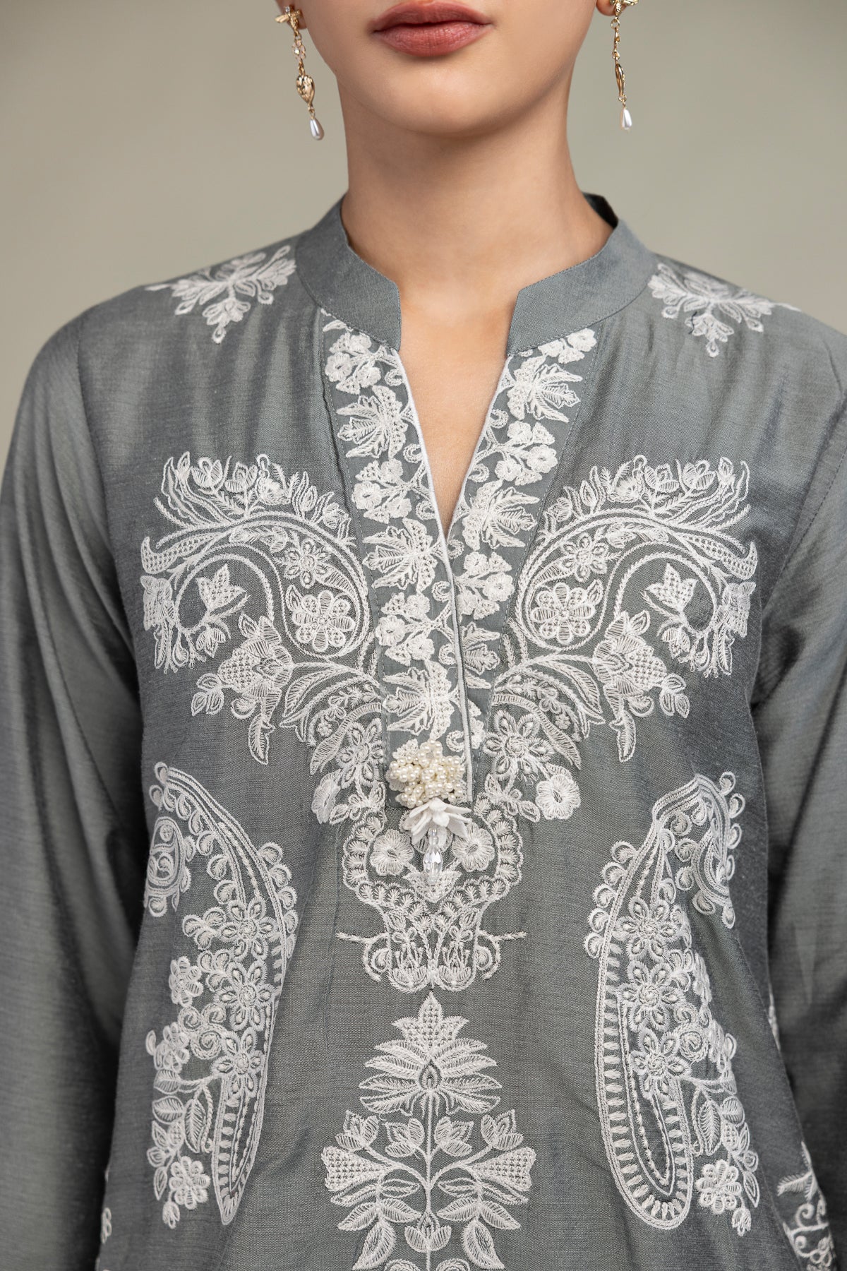 Gray Silk Kurta