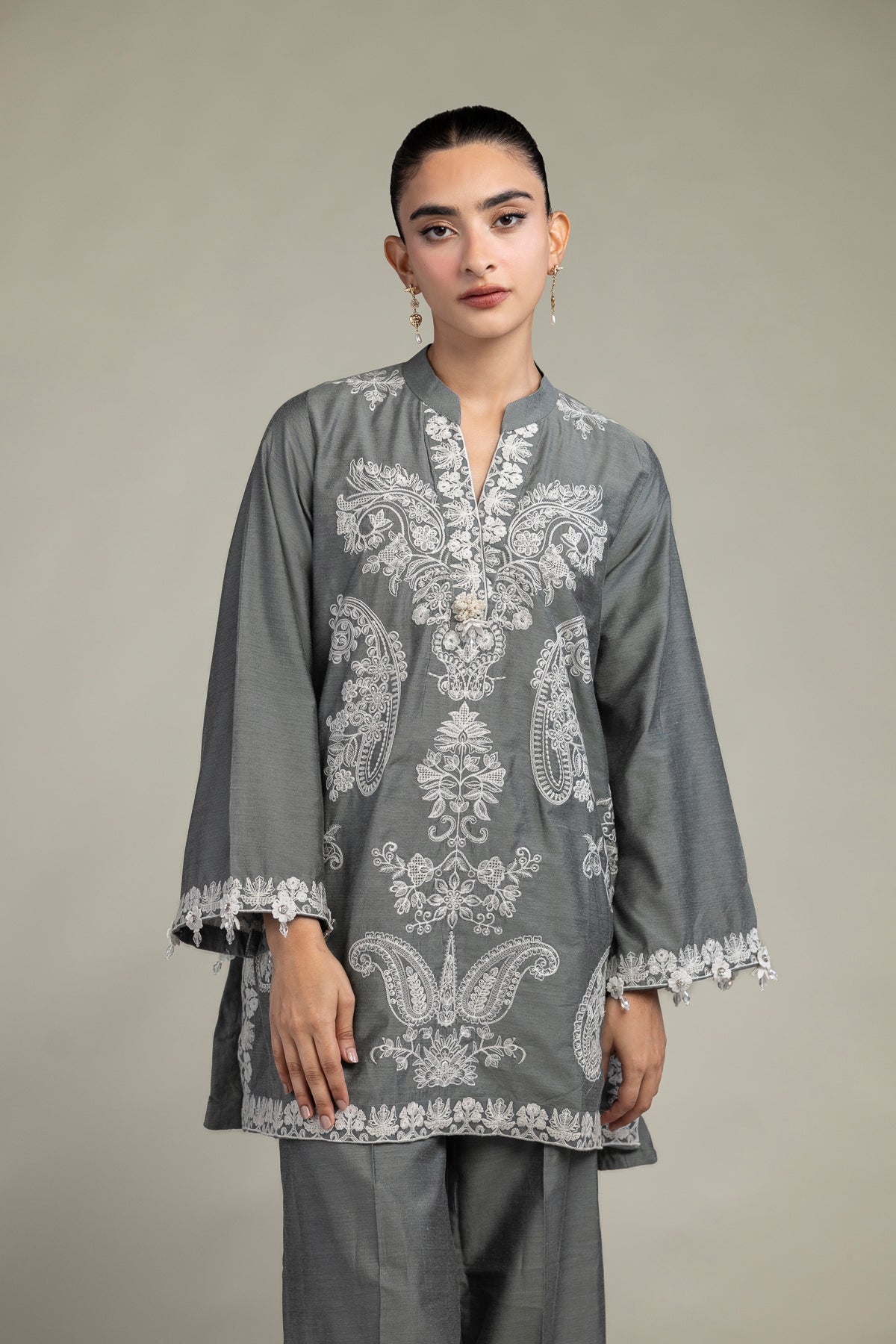 Gray Silk Kurta
