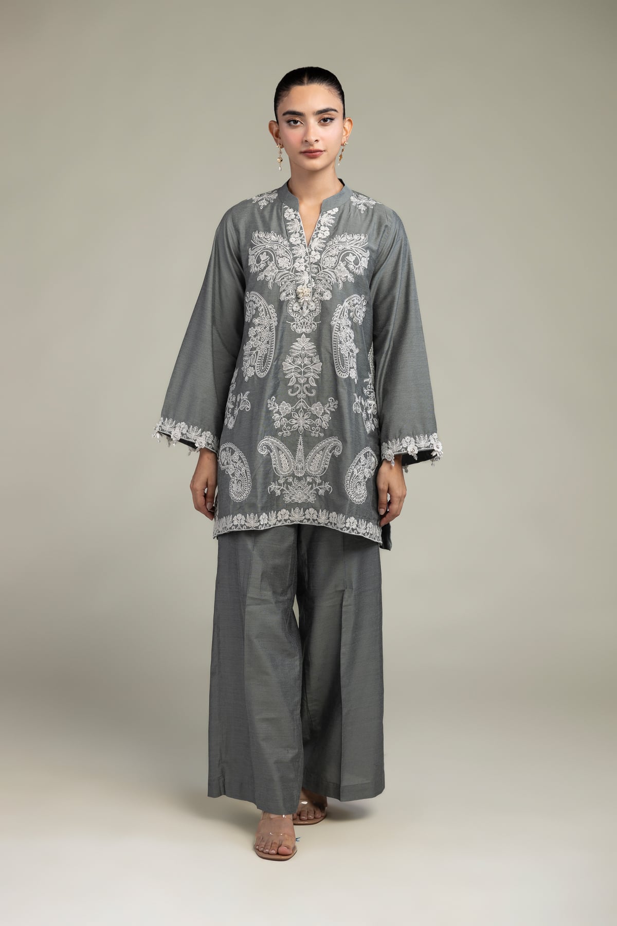 Gray Silk Kurta