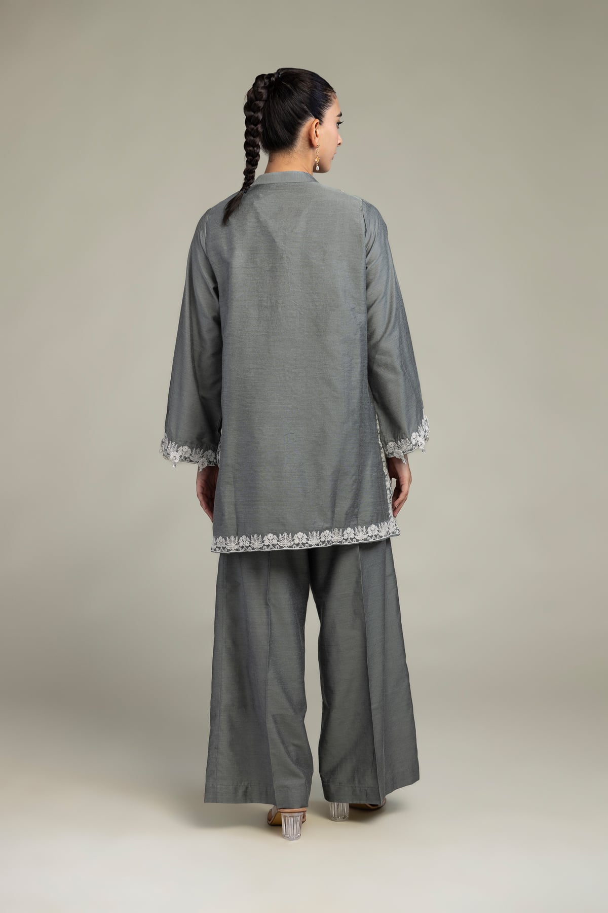 Gray Silk Kurta