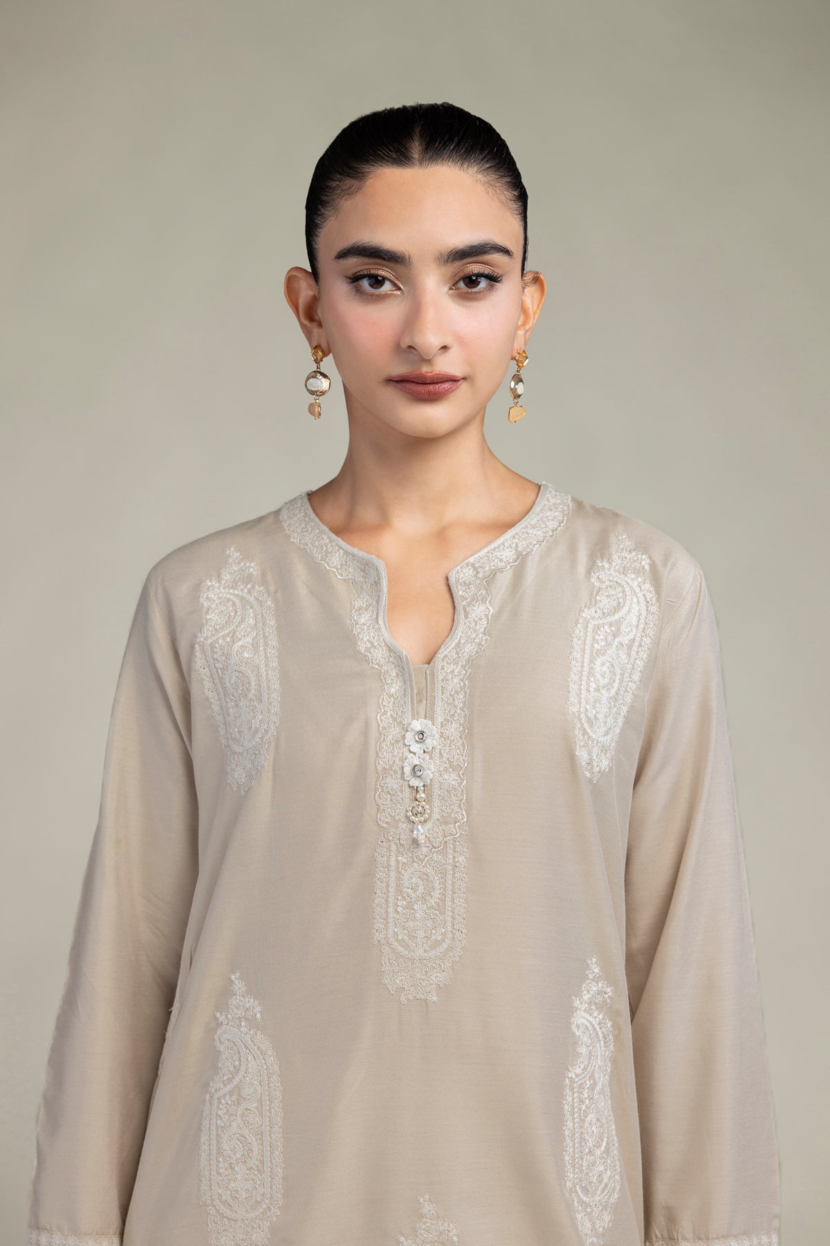 Paisley Beige  Kurta