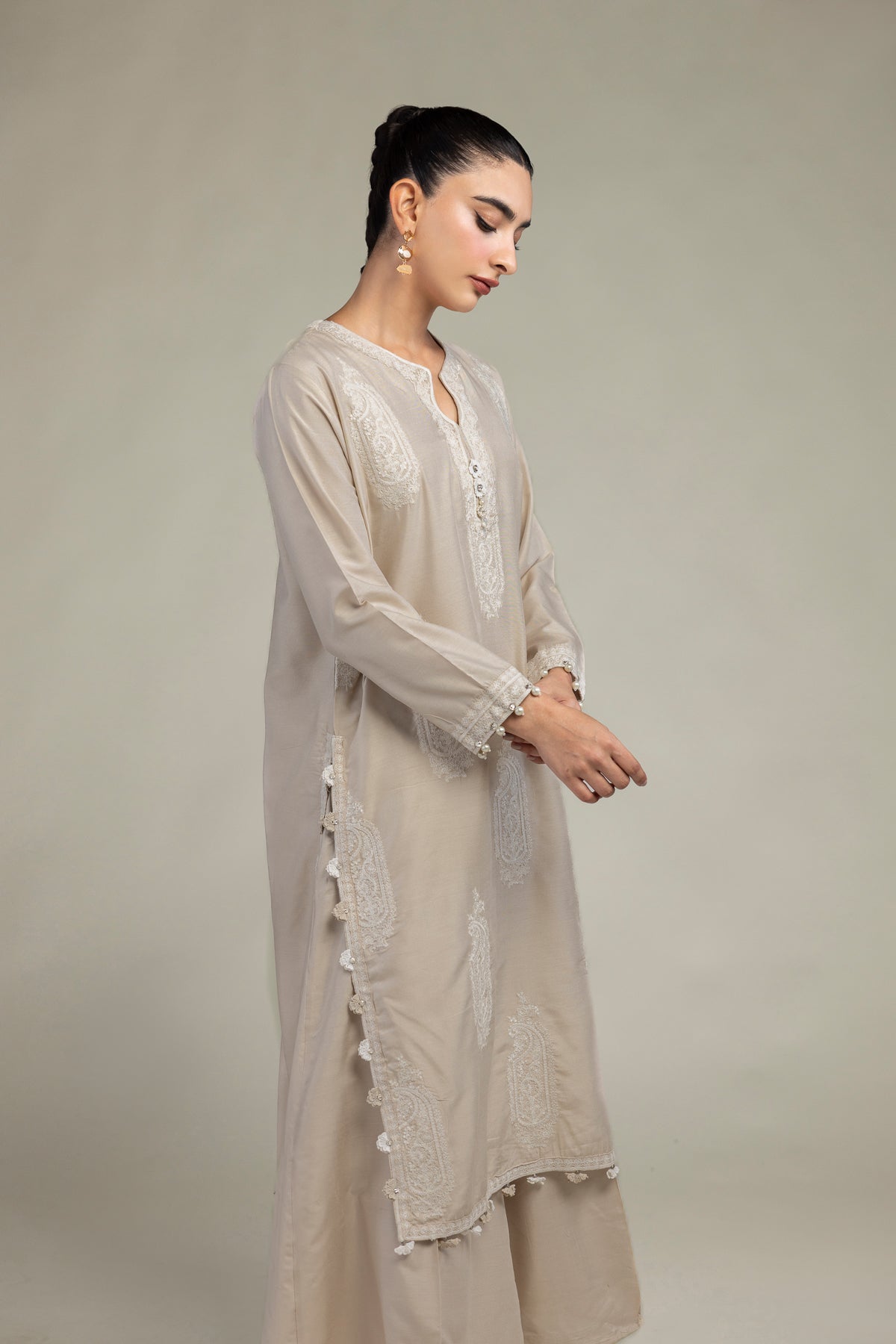 Paisley Beige  Kurta