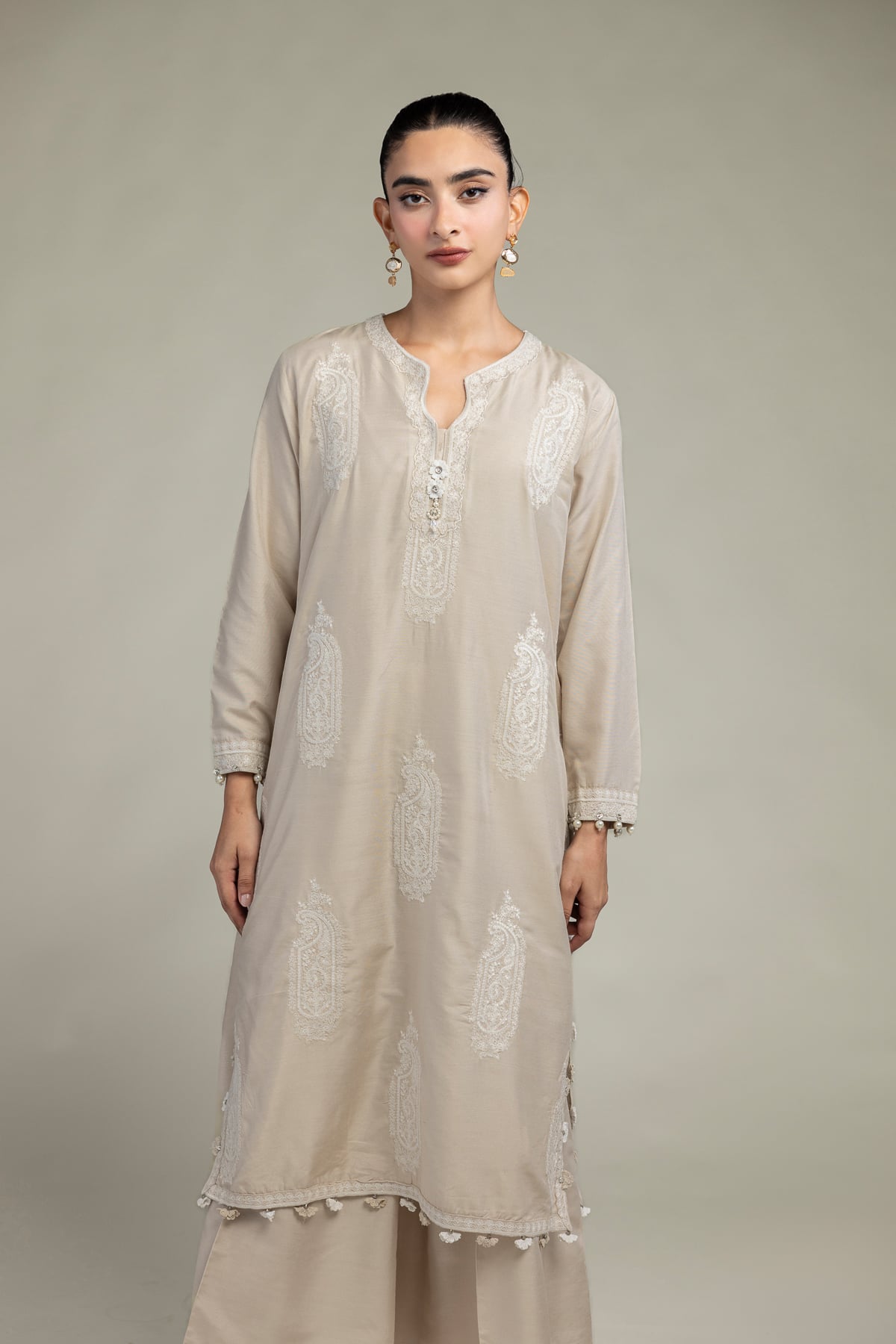 Paisley Beige  Kurta