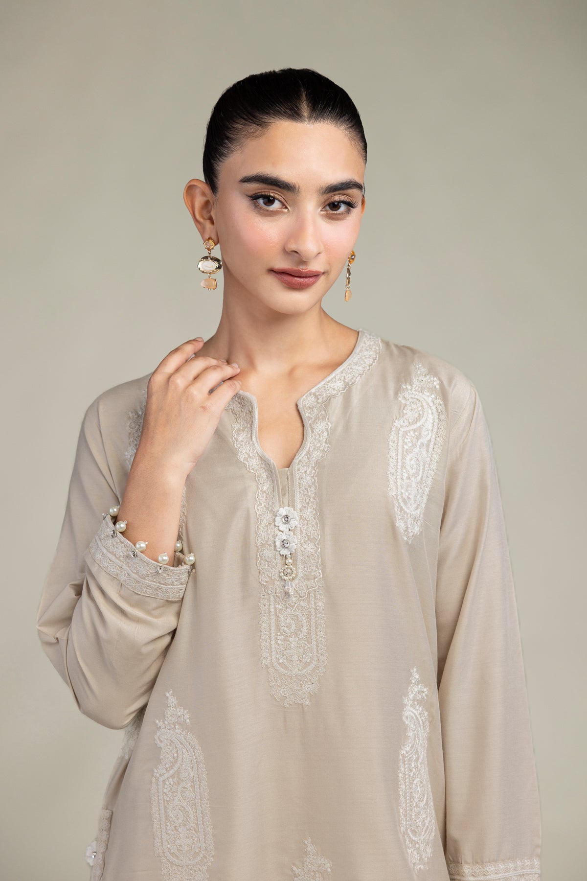 Paisley Beige  Kurta