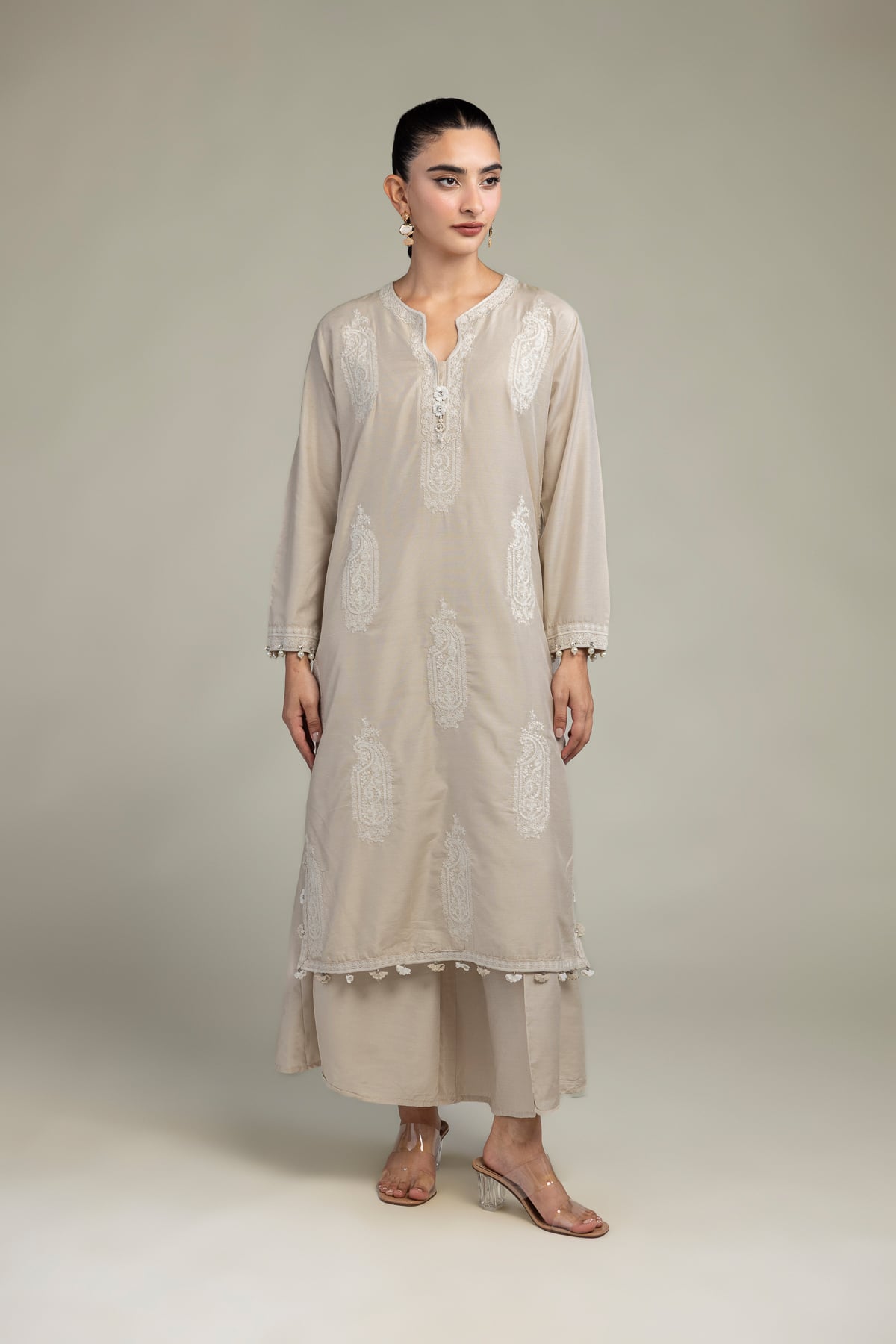 Paisley Beige  Kurta