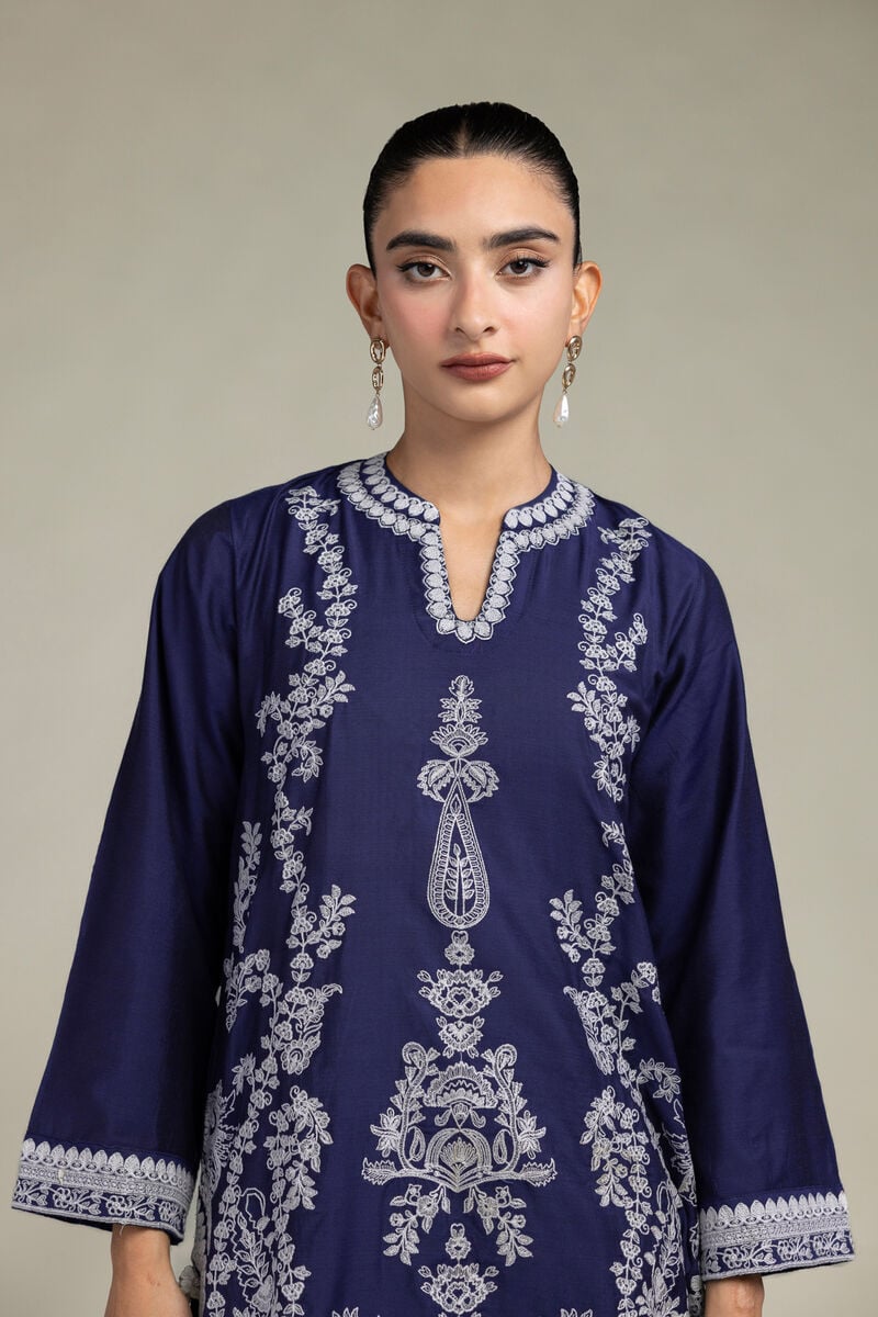 Navy Floral Kurta