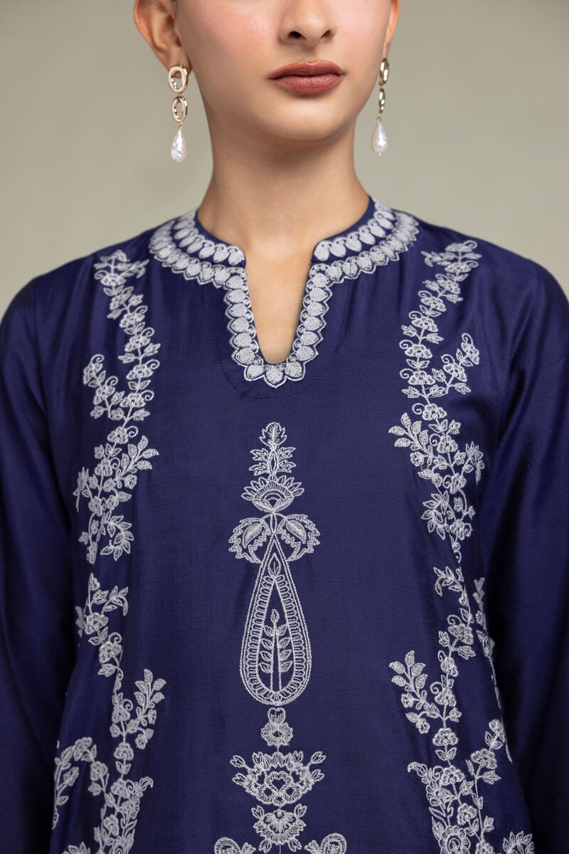 Navy Floral Kurta