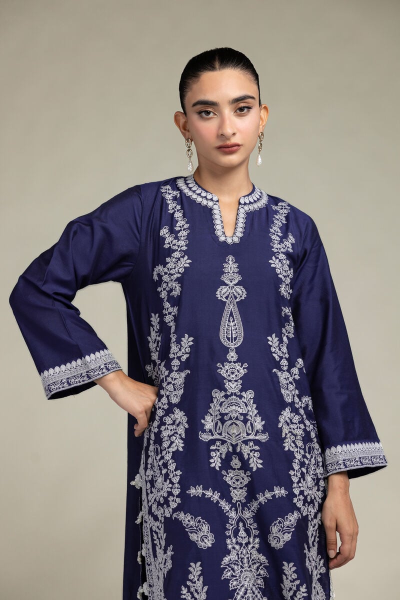 Navy Floral Kurta