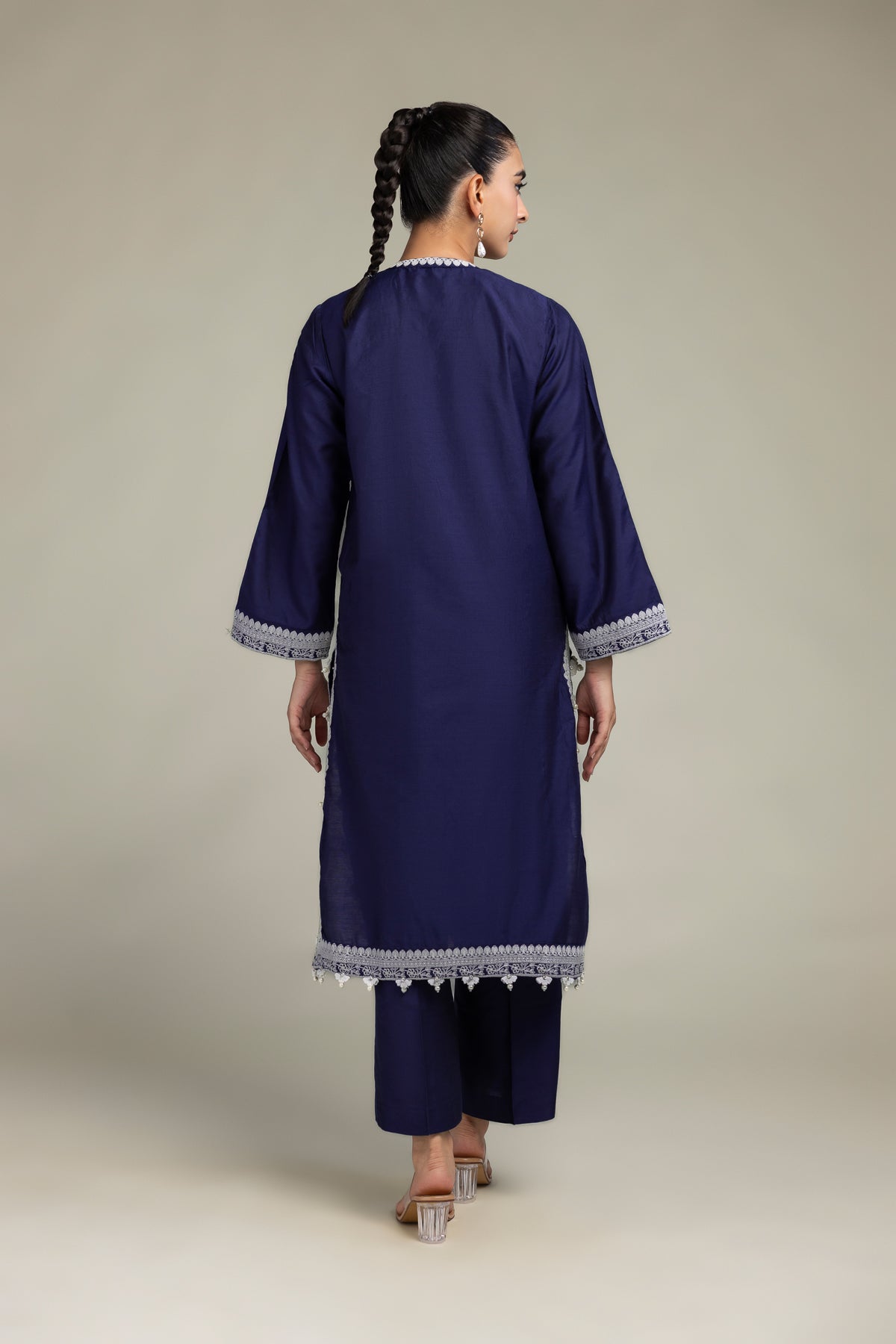 Navy Floral Kurta